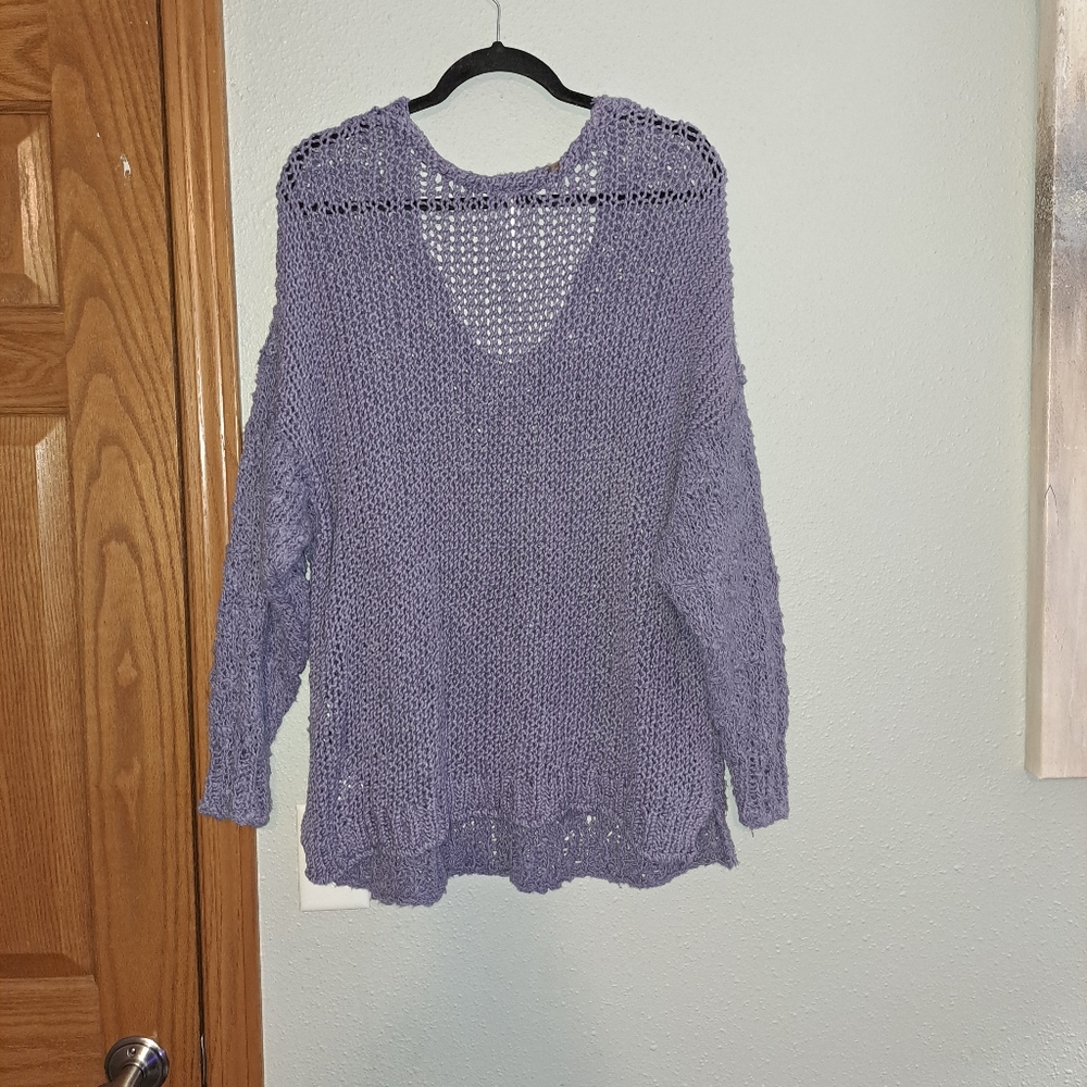 Free People Sunday Shore Lilac Color Pullover Open Knit Sweater - Picture 10 of 10